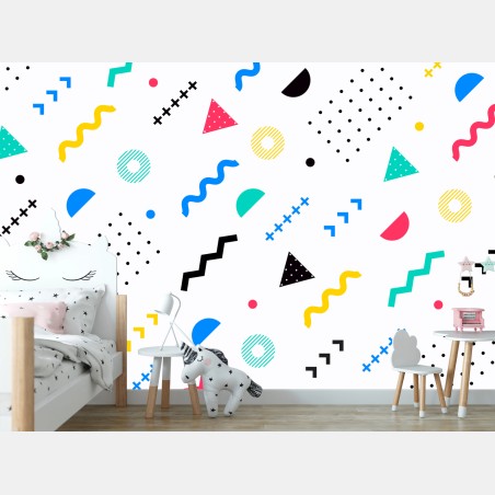Papier peint motif géométrique coloré style Memphis – Wallnifity®