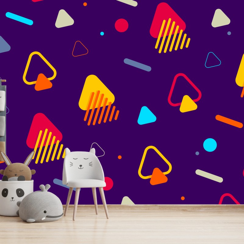 Papier peint motif géométrique rétro coloré – Wallnifity®