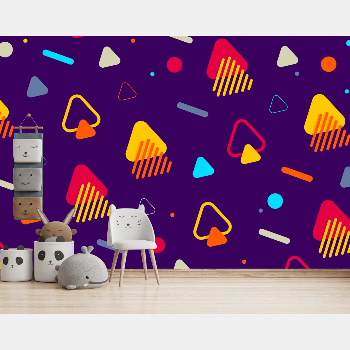 Papier peint motif géométrique rétro coloré – Wallnifity®