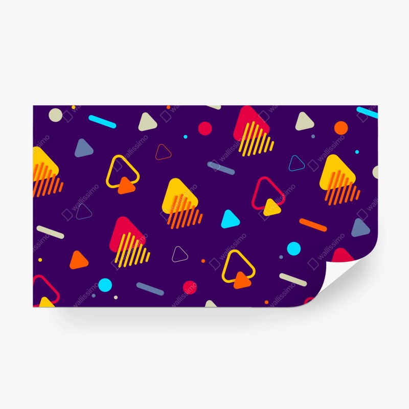 Papier peint motif géométrique rétro coloré – Wallnifity®