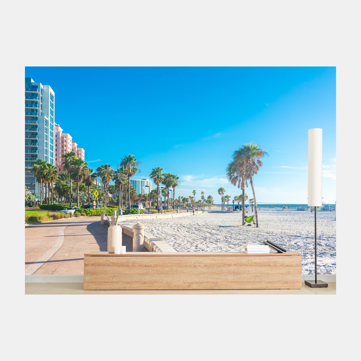 Papier peint promenade ensoleillée au bord de la mer – Wallnifity®