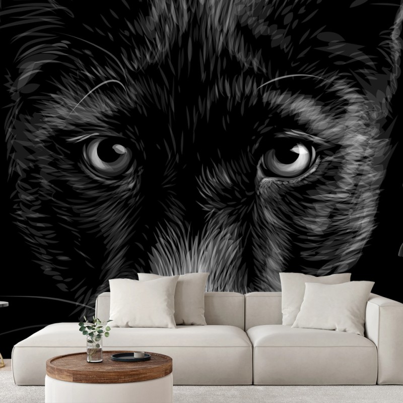 Papier peint portrait saisissant de panthère noire – Wallnifity®
