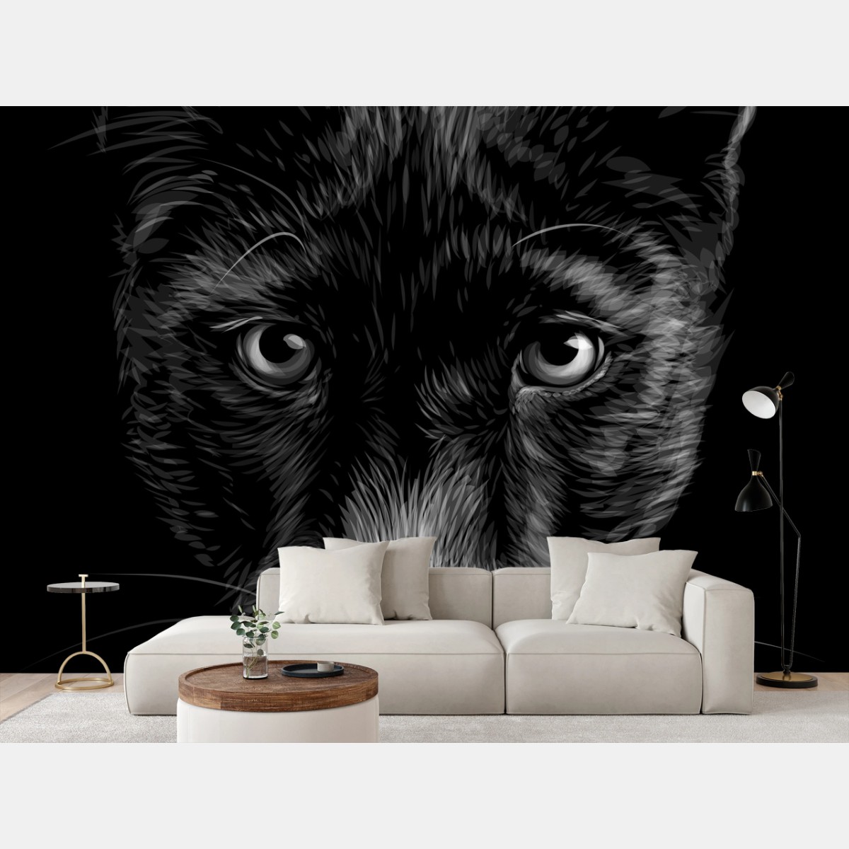 Papier peint portrait saisissant de panthère noire – Wallnifity®