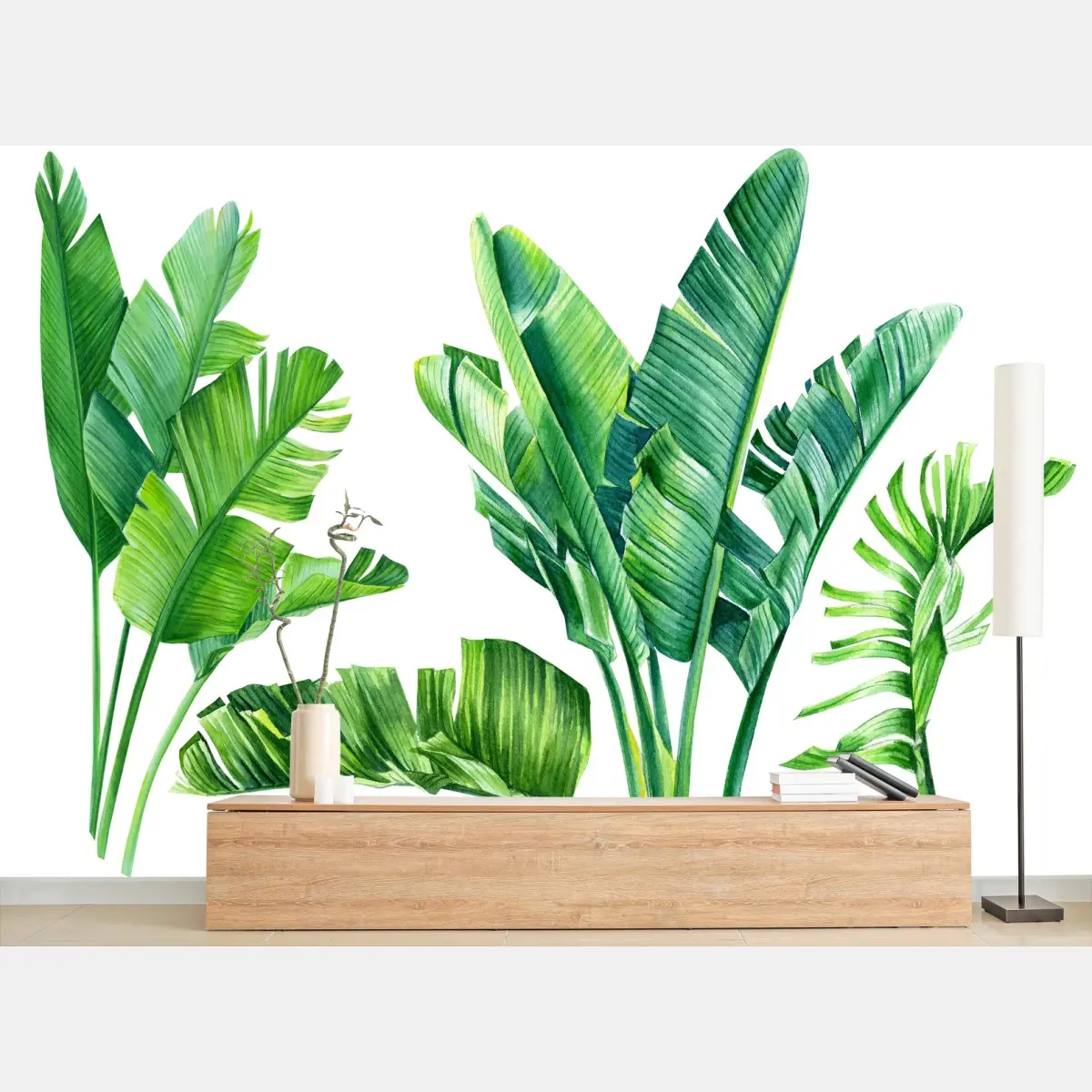 Papier peint feuillage tropical en aquarelle – Wallnifity®