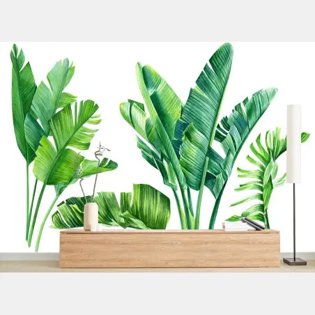 Papier peint feuillage tropical en aquarelle – Wallnifity®
