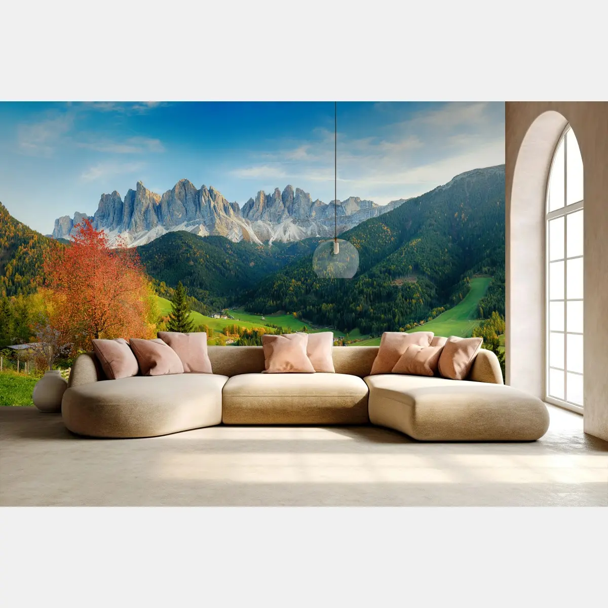 Papier peint paysage alpin Santa Maddalena Dolomites – Wallnifity®
