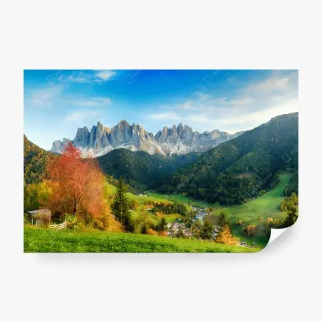 Papier peint paysage alpin Santa Maddalena Dolomites – Wallnifity®