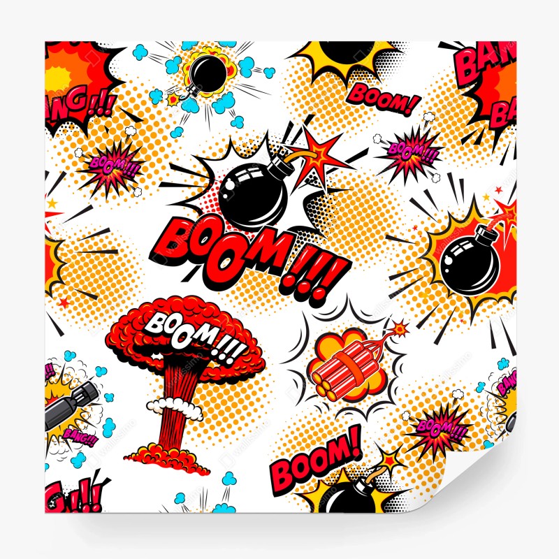 Papier peint explosions pop art colorées – Wallnifity®