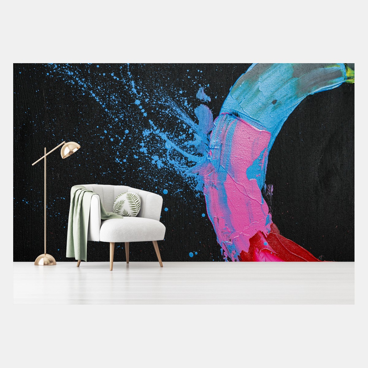 Papier peint anneau coloré abstrait sur fond noir – Wallnifity® Papier peint anneau coloré abstrait sur fond noir – Wallnifity®