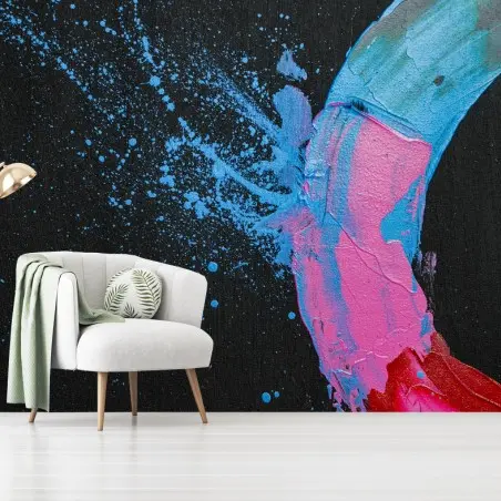 Papier peint anneau coloré abstrait sur fond noir – Wallnifity®
