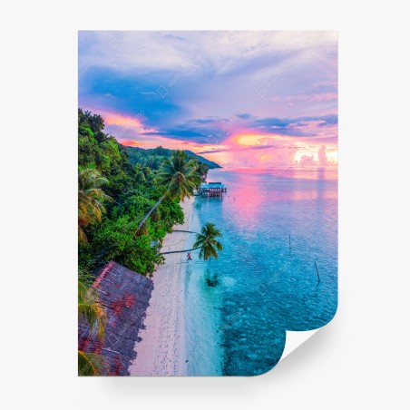 Papier peint paradis tropical au coucher de soleil – Wallnifity®