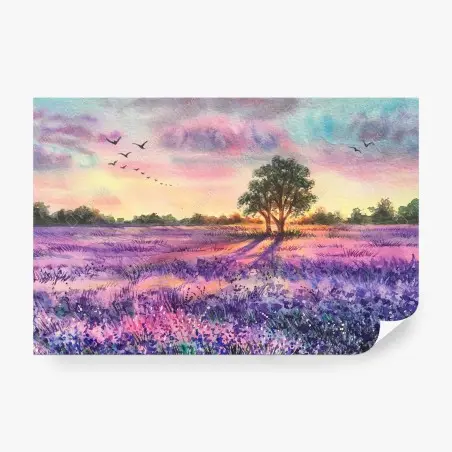 Papier peint champ de lavande au coucher de soleil – Wallnifity®