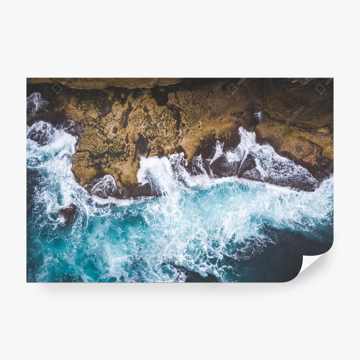 Papier peint vagues déchaînées sur la falaise – Wallnifity®