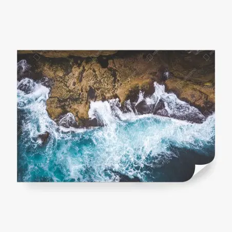Papier peint vagues déchaînées sur la falaise – Wallnifity®