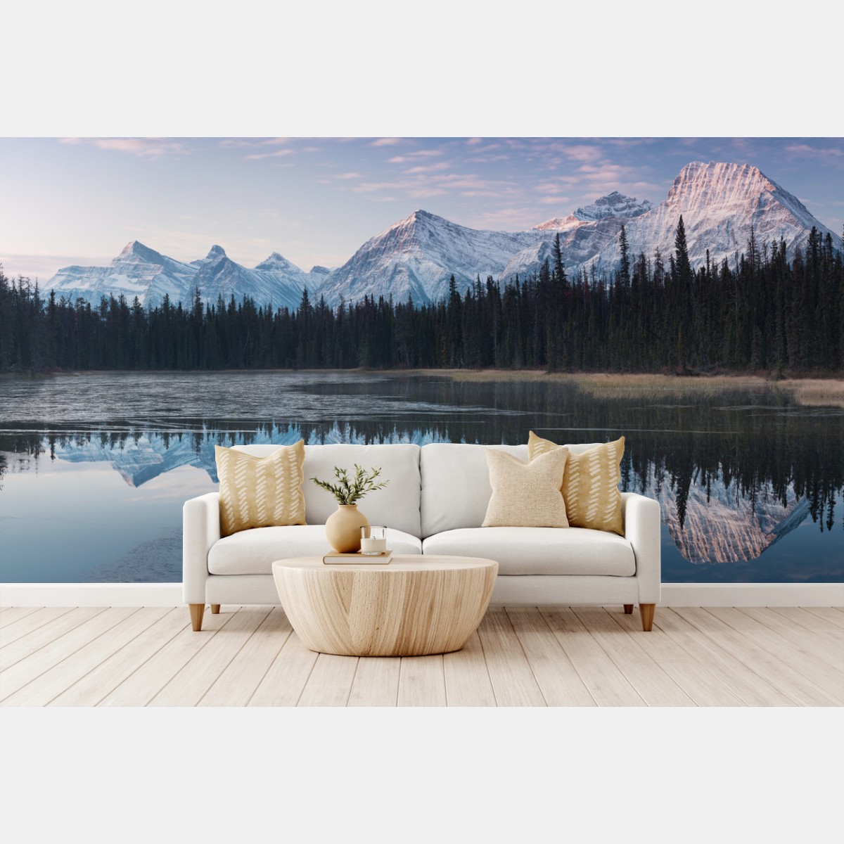 Papier peint reflet montagnard au ciel pastel – Wallnifity® Papier peint reflet montagnard au ciel pastel – Wallnifity®
