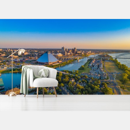 Papier peint panorama aérien de Memphis au bord du Mississippi – Wallnifity®