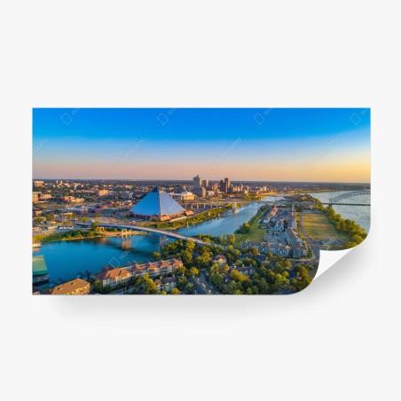 Papier peint panorama aérien de Memphis au bord du Mississippi – Wallnifity®