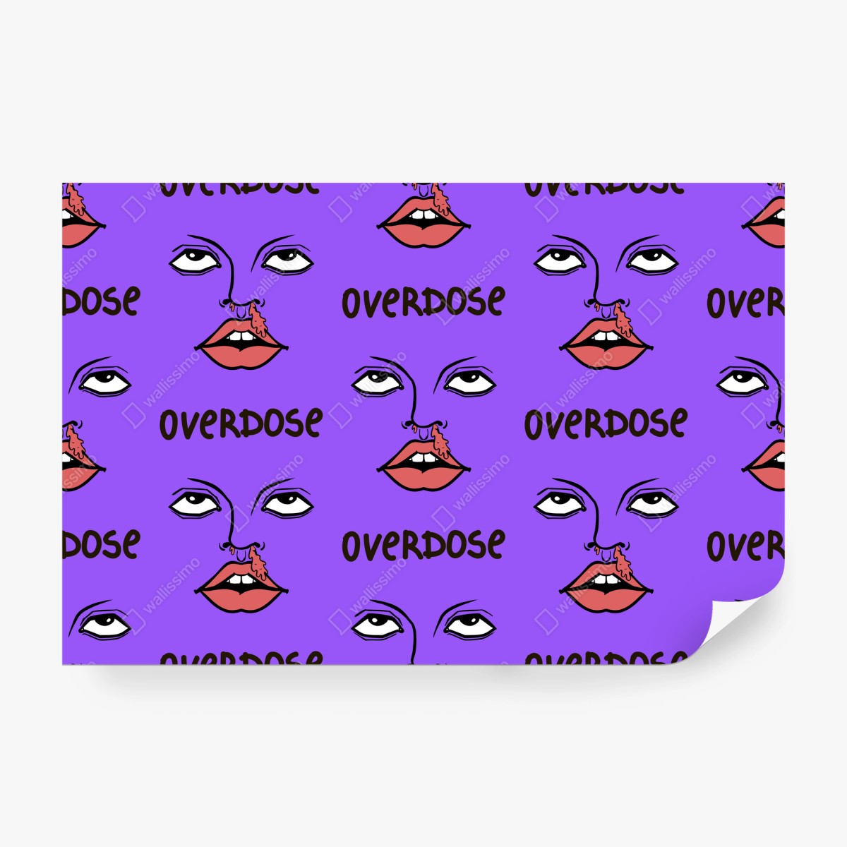 Papier peint motif pop art visage et lèvres sur fond violet – Wallnifity®