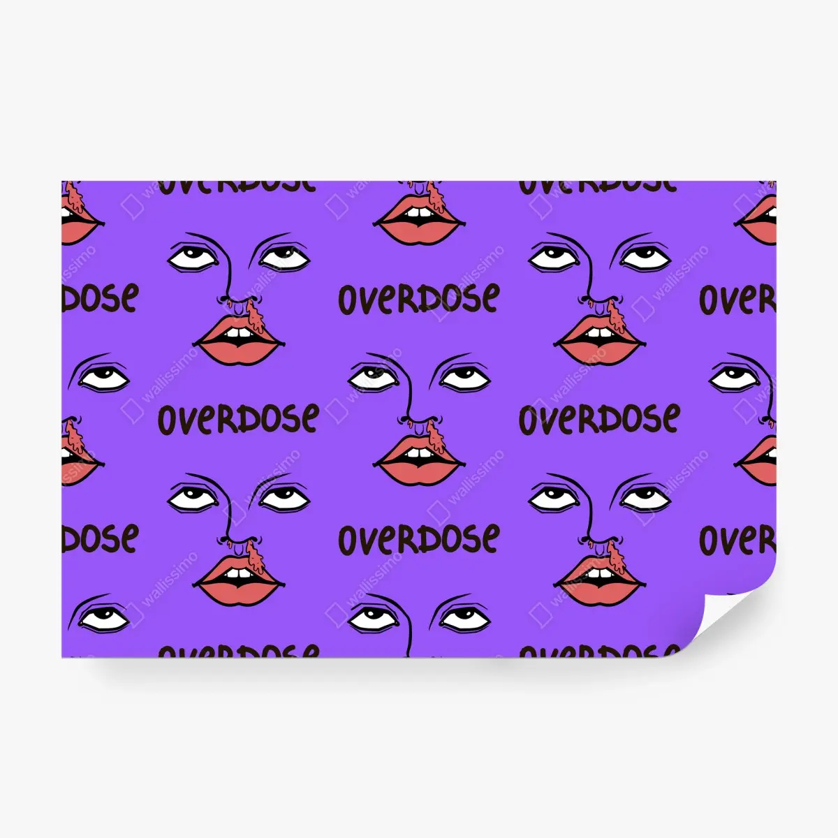 Papier peint motif pop art visage et lèvres sur fond violet – Wallnifity®