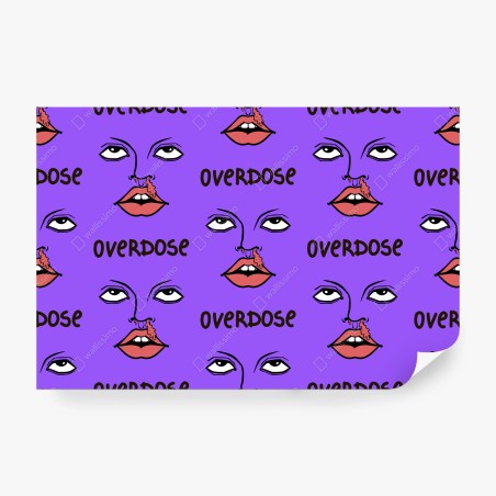 Papier peint motif pop art visage et lèvres sur fond violet – Wallnifity®