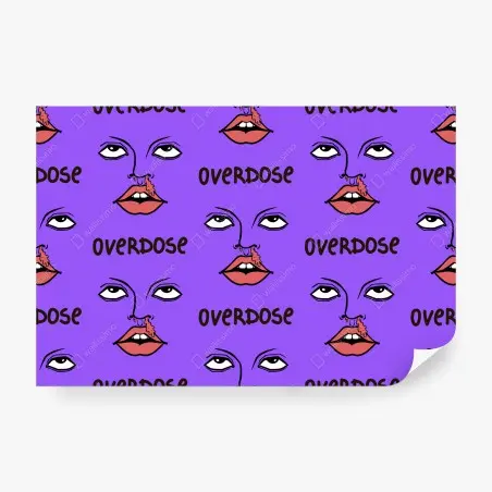 Papier peint motif pop art visage et lèvres sur fond violet – Wallnifity®