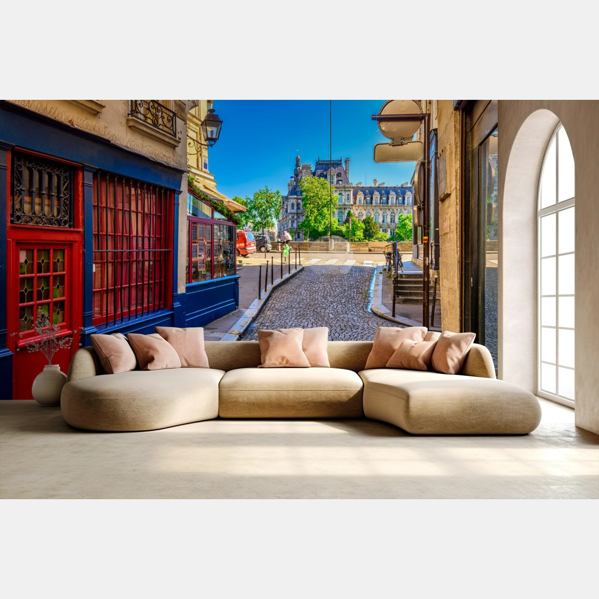 Papier peint ruelle colorée de Paris au soleil – Wallnifity®