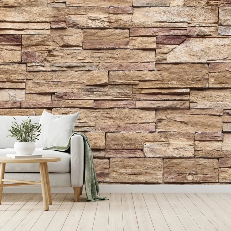 Papier peint parement pierre aux tons sable pour une ambiance chaleureuse – Wallnifity® Papier peint parement pierre aux tons sable pour une ambiance chaleureuse – Wallnifity®