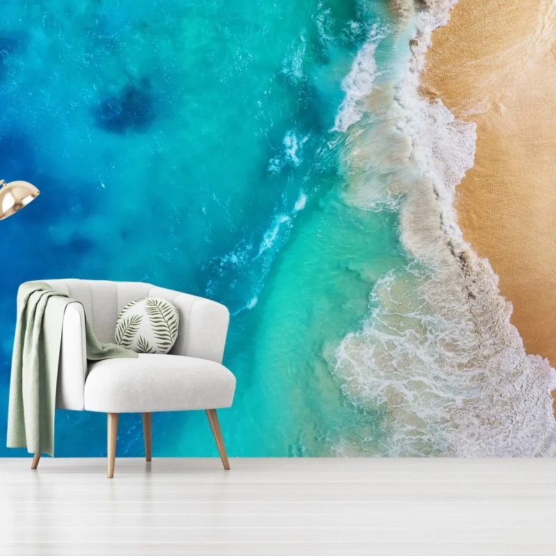 Papier peint côte turquoise vue du ciel – Wallnifity®