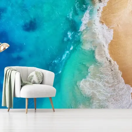 Papier peint côte turquoise vue du ciel – Wallnifity®
