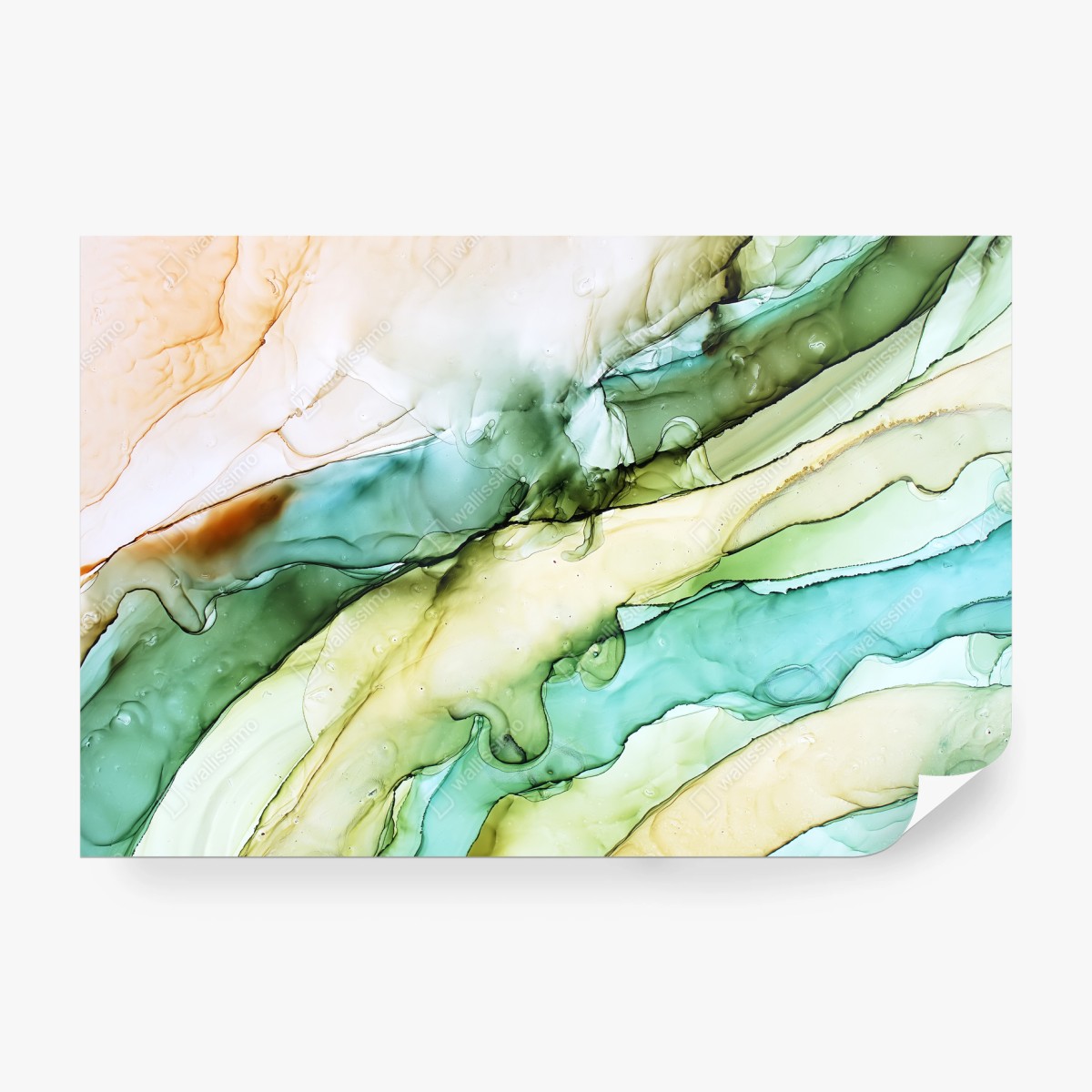 Papier peint vagues d'encre émeraude et sable – Wallnifity® Papier peint vagues d'encre émeraude et sable – Wallnifity®