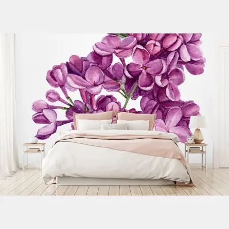 Papier peint bouquet de lilas en aquarelle – Wallnifity®