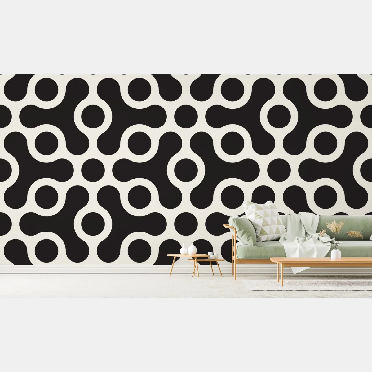 Papier peint motif géométrique rétro noir et crème – Wallnifity® Papier peint motif géométrique rétro noir et crème – Wallnifity®