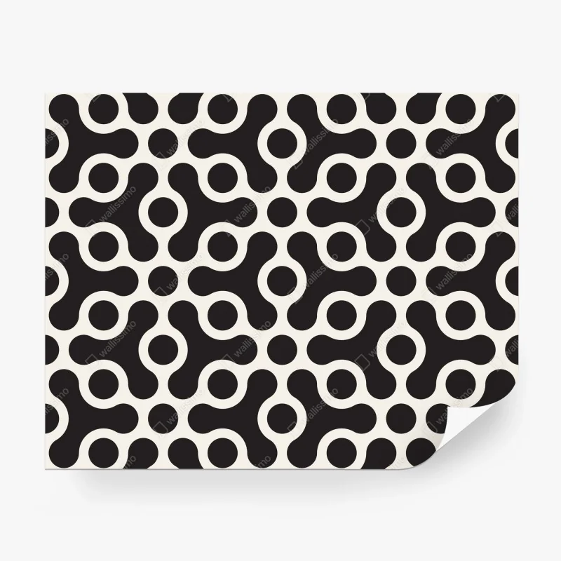 Papier peint motif géométrique rétro noir et crème – Wallnifity® Papier peint motif géométrique rétro noir et crème – Wallnifity®