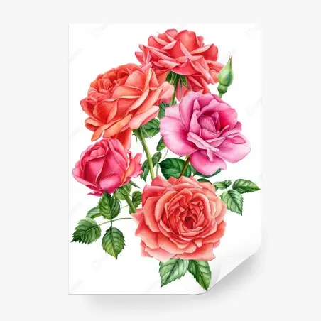 Papier peint bouquet de roses aquarelle romantique – Wallnifity®