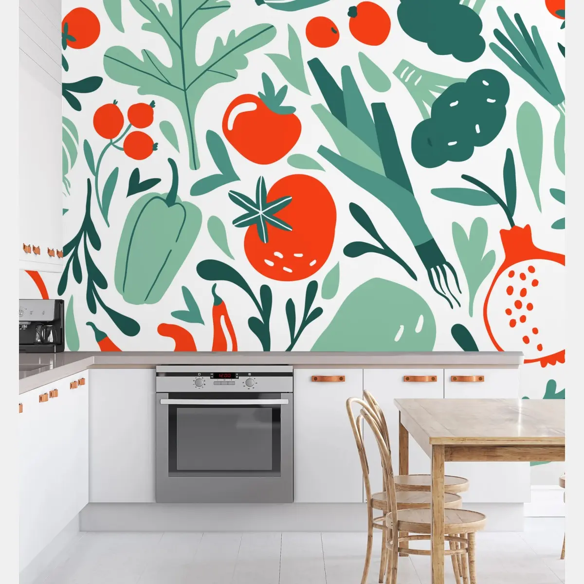 Papier peint motif légumes et fruits stylisés – Wallnifity®