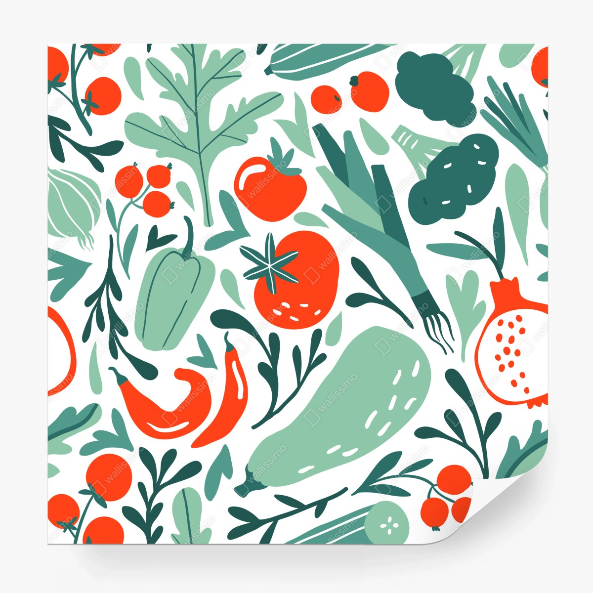 Papier peint motif légumes et fruits stylisés – Wallnifity®