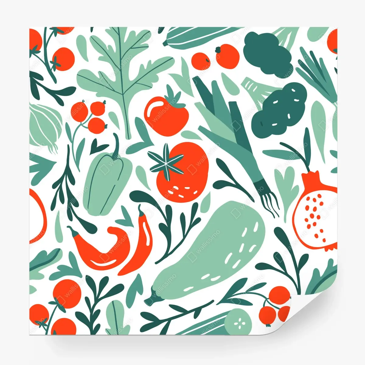 Papier peint motif légumes et fruits stylisés – Wallnifity®
