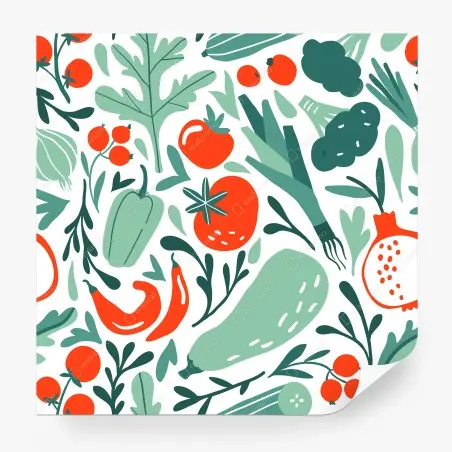 Papier peint motif légumes et fruits stylisés – Wallnifity®