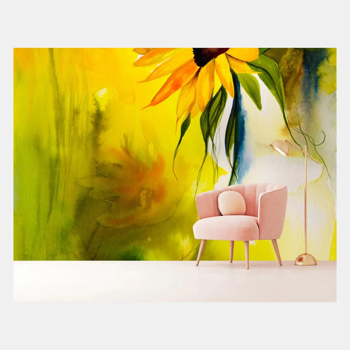 Papier peint éclat de tournesol en aquarelle – Wallnifity®