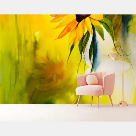 Papier peint éclat de tournesol en aquarelle – Wallnifity®