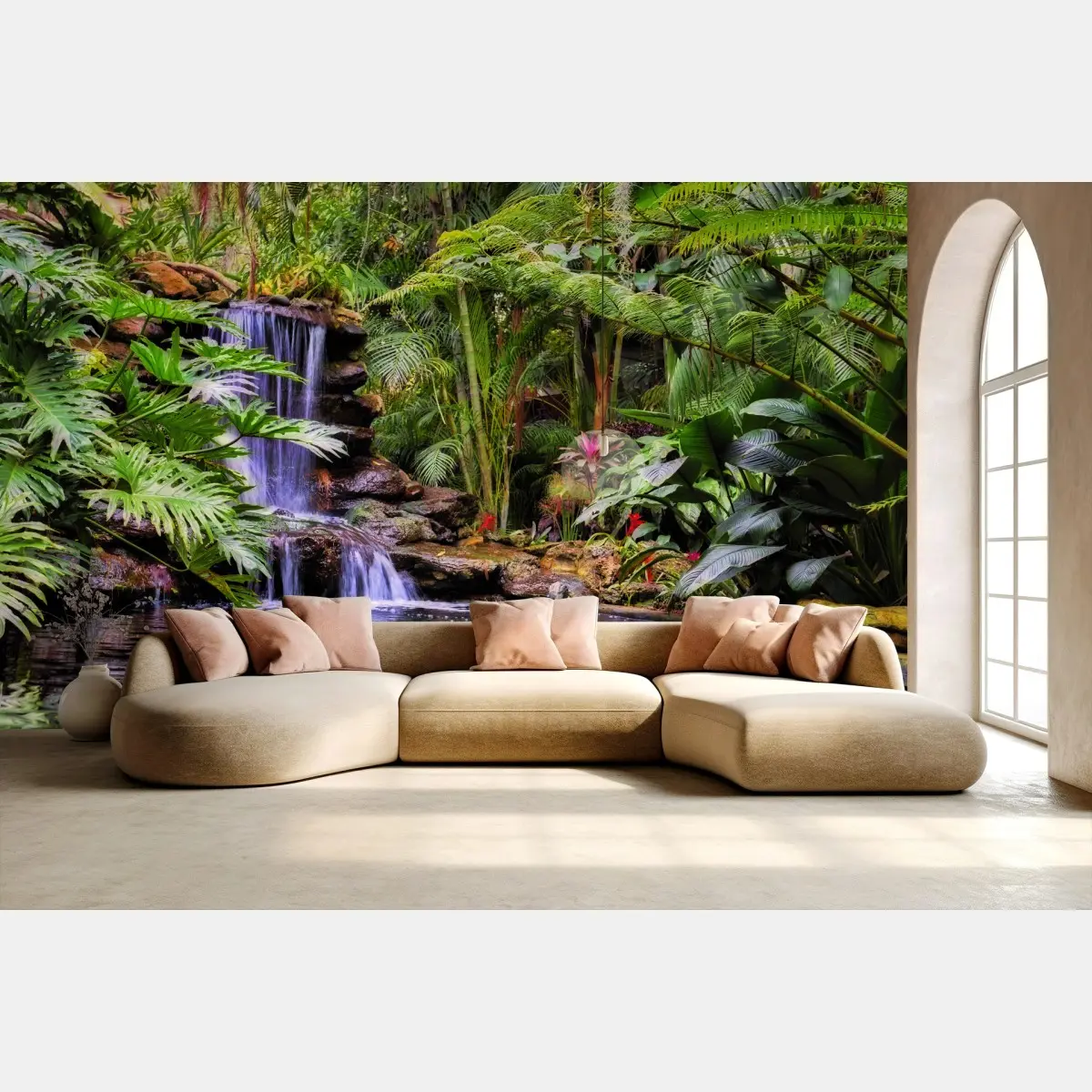 Papier peint havre tropical au bord de la cascade – Wallnifity®