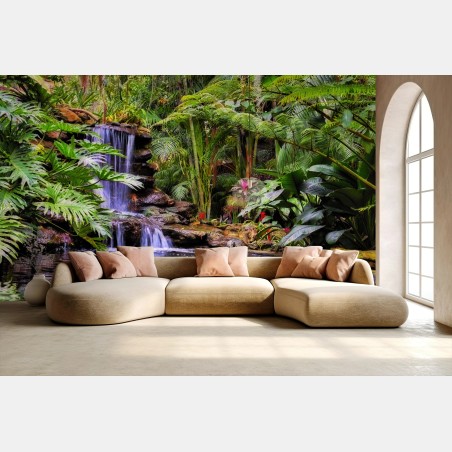 Papier peint havre tropical au bord de la cascade – Wallnifity®