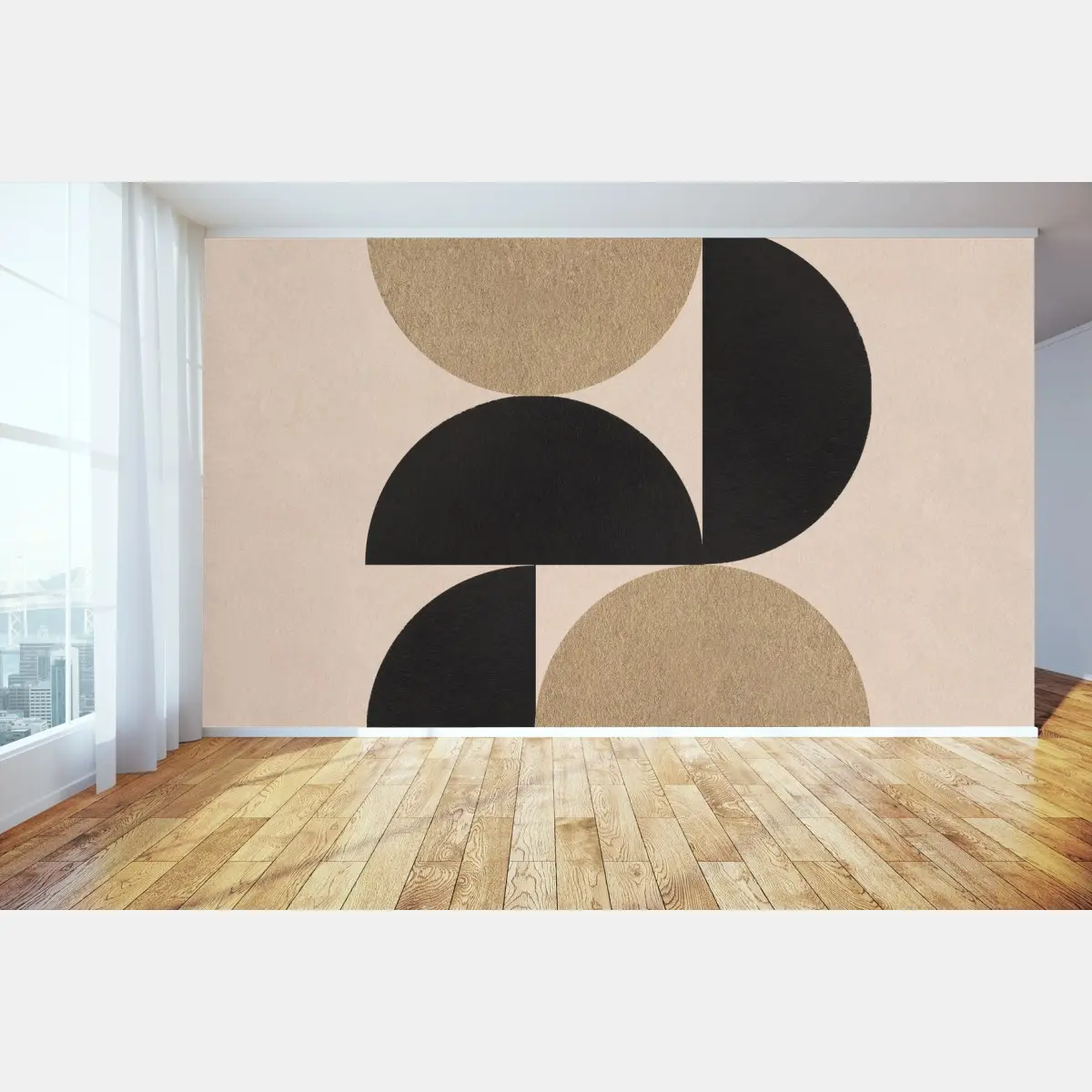 Papier peint composition géométrique noire et dorée – Wallnifity®