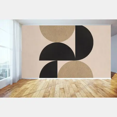 Papier peint composition géométrique noire et dorée – Wallnifity®