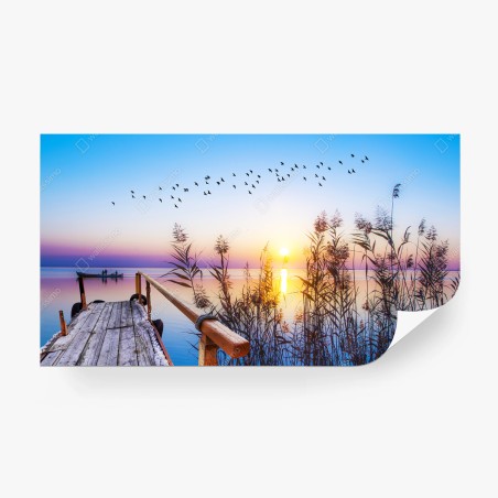 Papier peint coucher de soleil au bord du lac – Wallnifity®