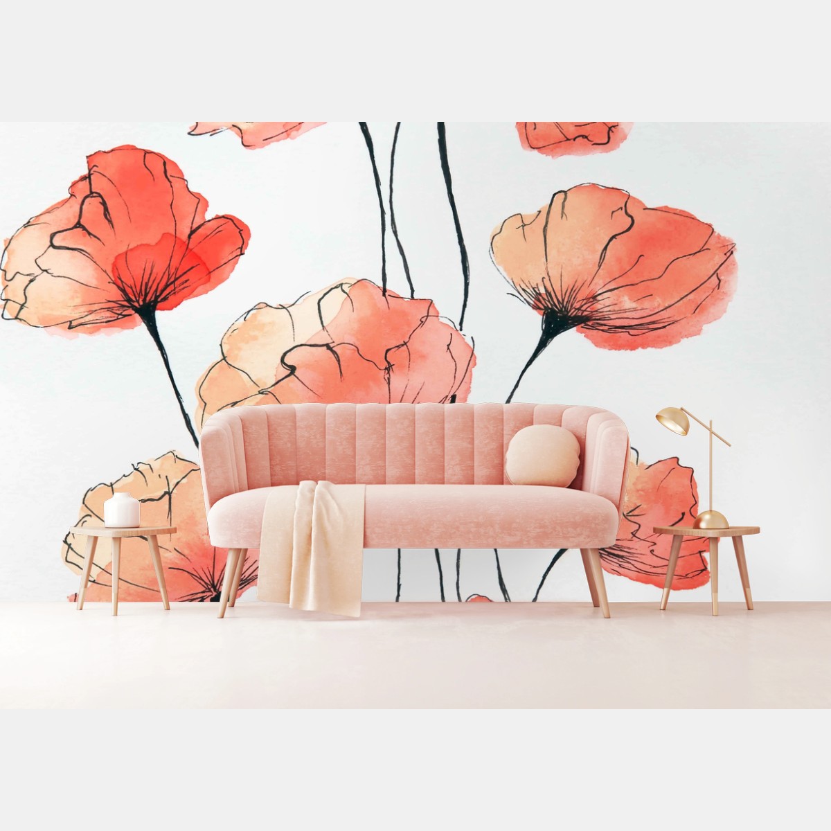 Papier peint éclat de coquelicots en aquarelle – Wallnifity®