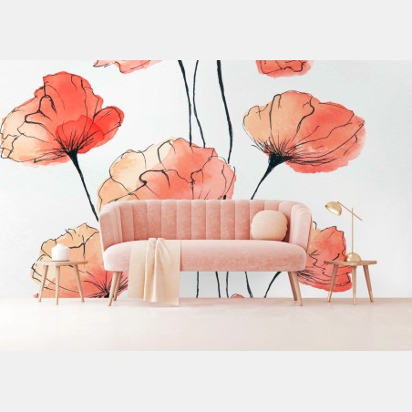 Papier peint éclat de coquelicots en aquarelle – Wallnifity®