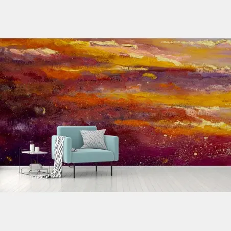 Papier peint crépuscule doré en nuances violettes – Wallnifity®
