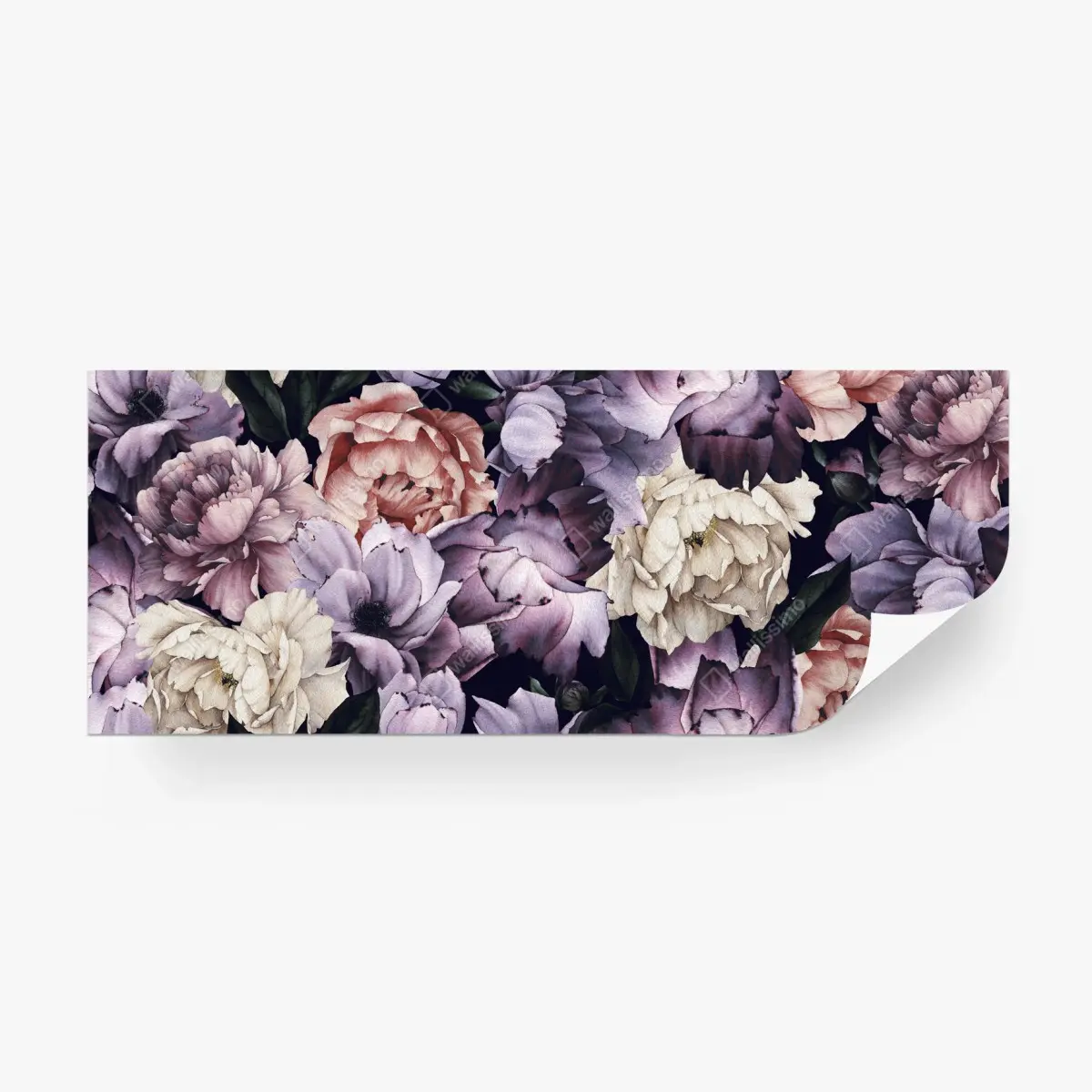 Papier peint motif floral aquarelle romantique sur fond sombre – Wallnifity®