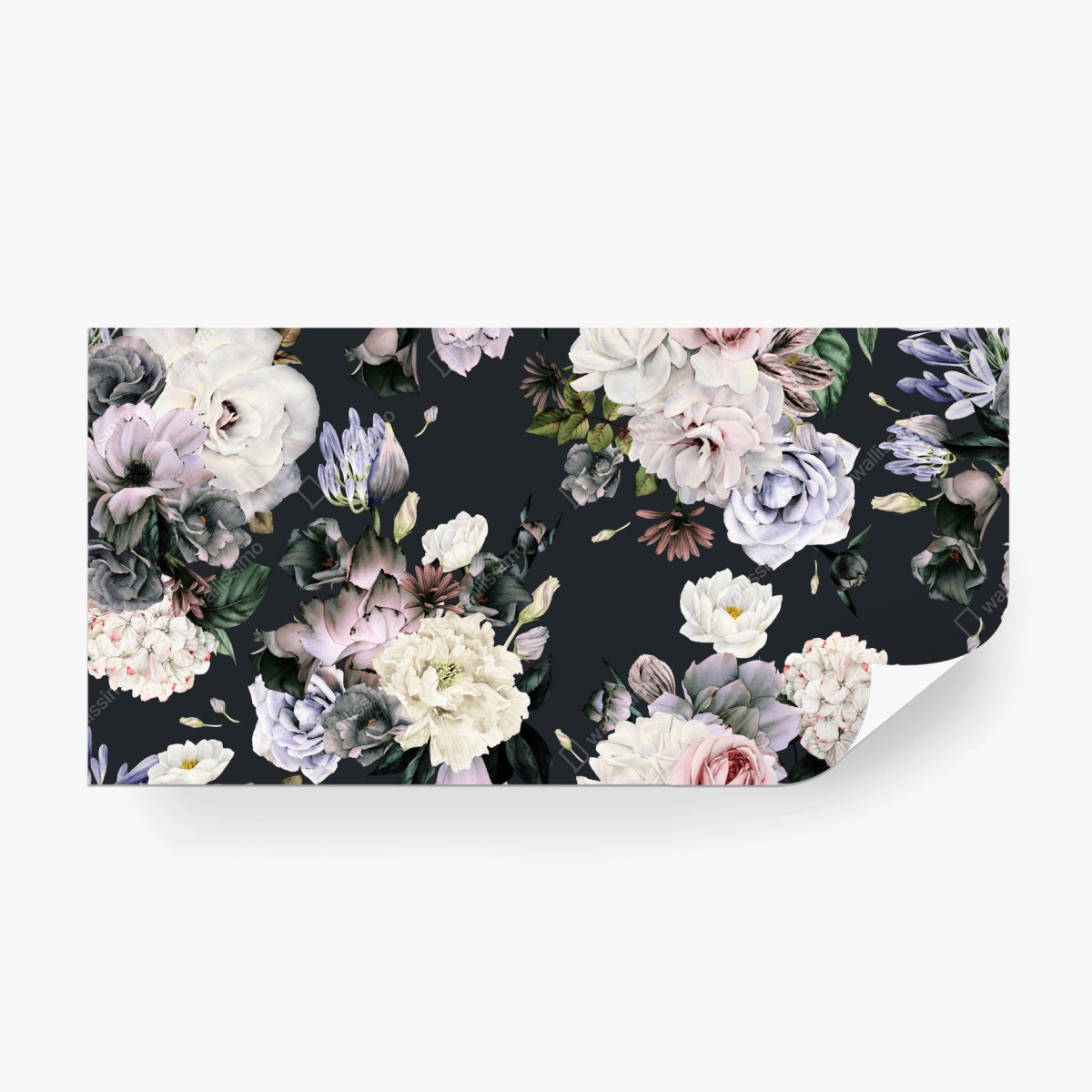 Papier peint motif floral aquarelle délicat sur fond sombre – Wallnifity®